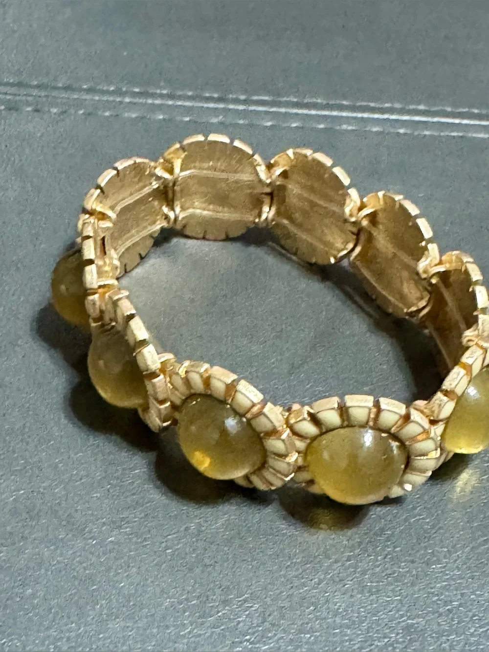 Gold-Tone Cabochon Floral Stretch Bracelet (very little stretch)